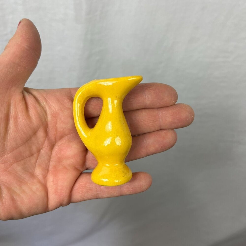 Vintage Miniature Ceramic Pitcher 2.5" Doll House Cottage‎ French Countryside